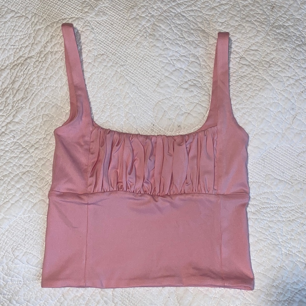 Small Pink Ruched Crop Top
